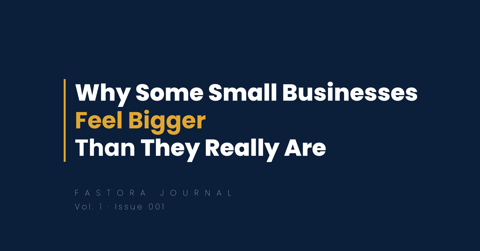 Fastora Journal cover: Why Some Small Businesses Feel Bigger Than They Really Are